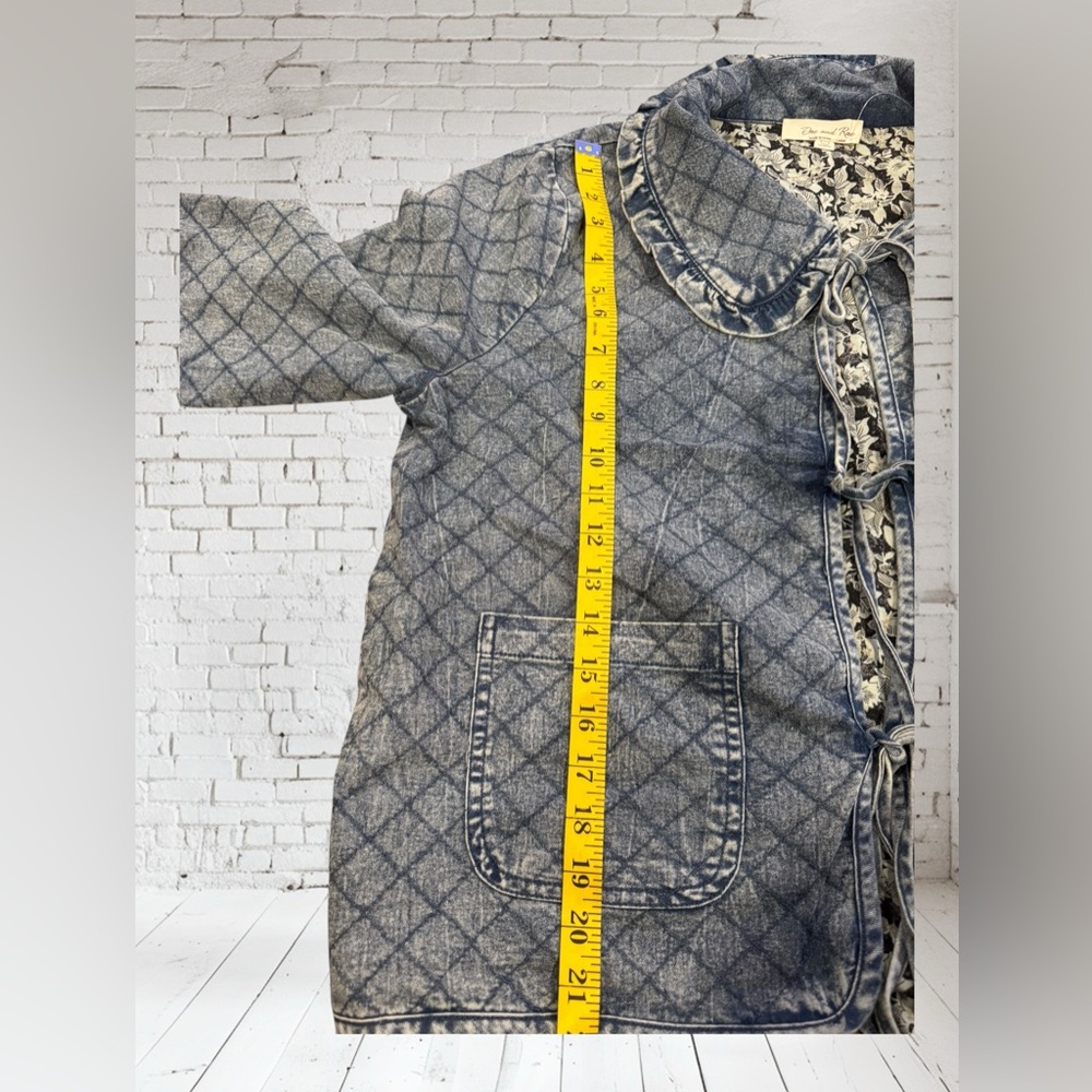 Doe & Rae Lined  Denim Tie-Front Jacket Sz L NWOT | Boutique Style Cozy Layering - Picture 10 of 10